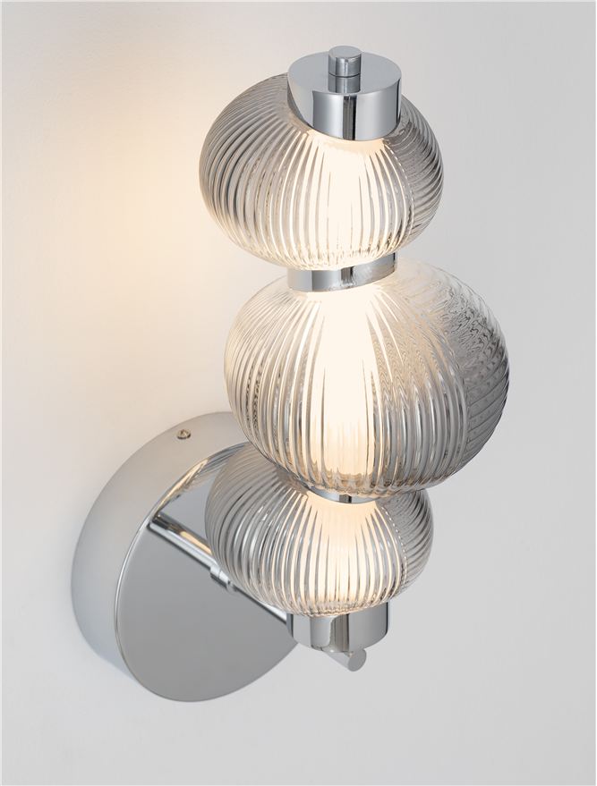 Настолна лампа LEDA LED 18W 220-240V ⌀16 W22 H42.5см Опушено сиво стъкло Хромиран метал