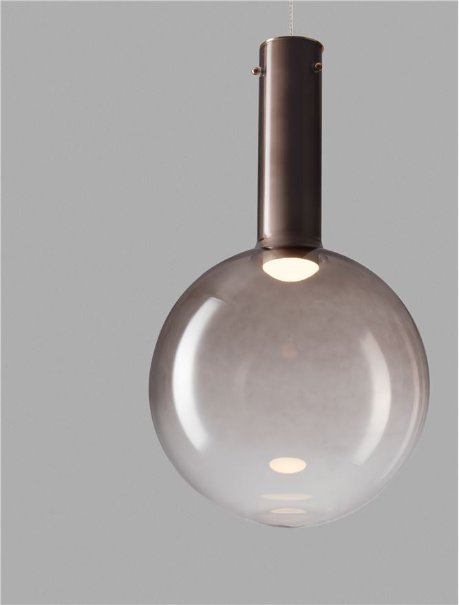 Подова лампа NOSTOS 8W LED Димируем, кафяво стъкло, матово бял метал