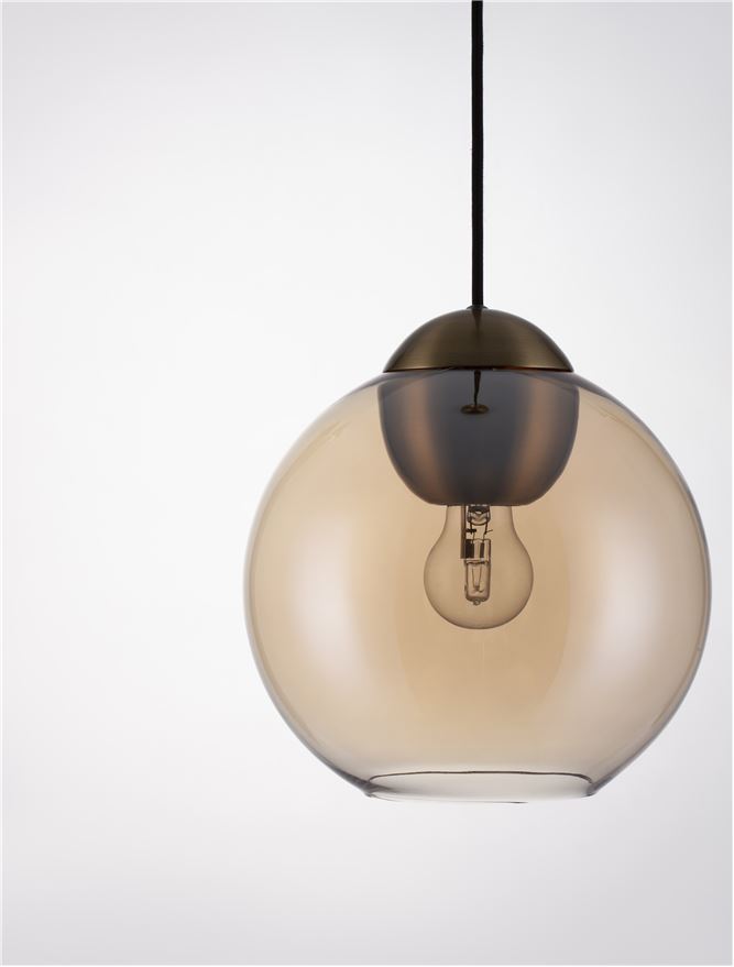 Висящо осветително тяло (пендел) MIDORI 12W E27 Златист месинг Кехлибарено стъкло