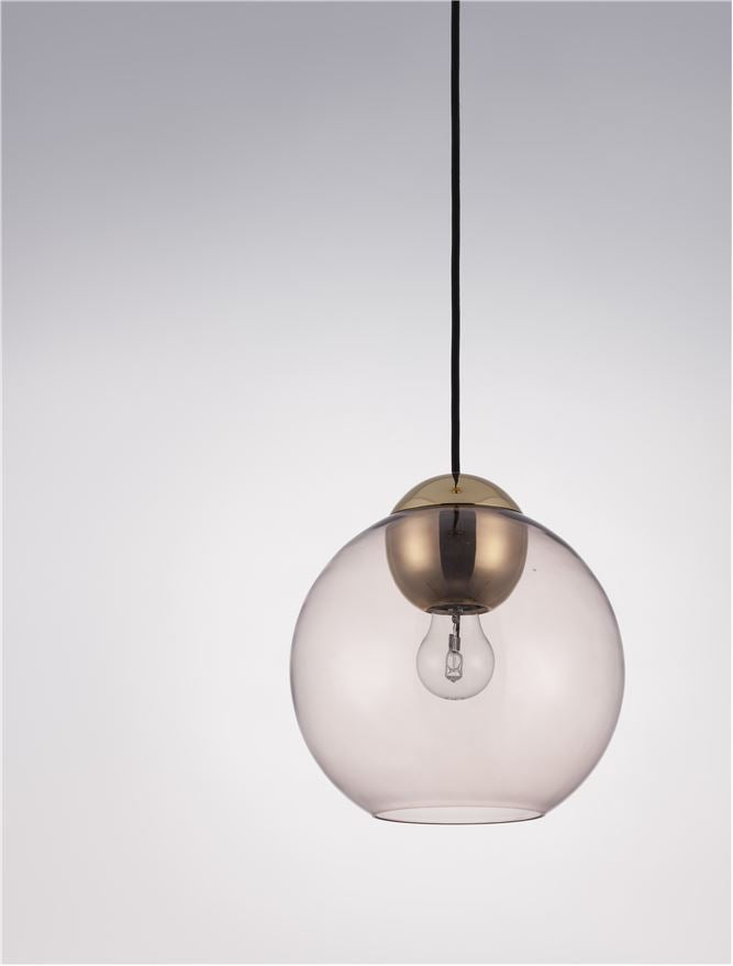Висящо осветително тяло (пендел) MIDORI 12W E27 Златист месинг Розово стъкло
