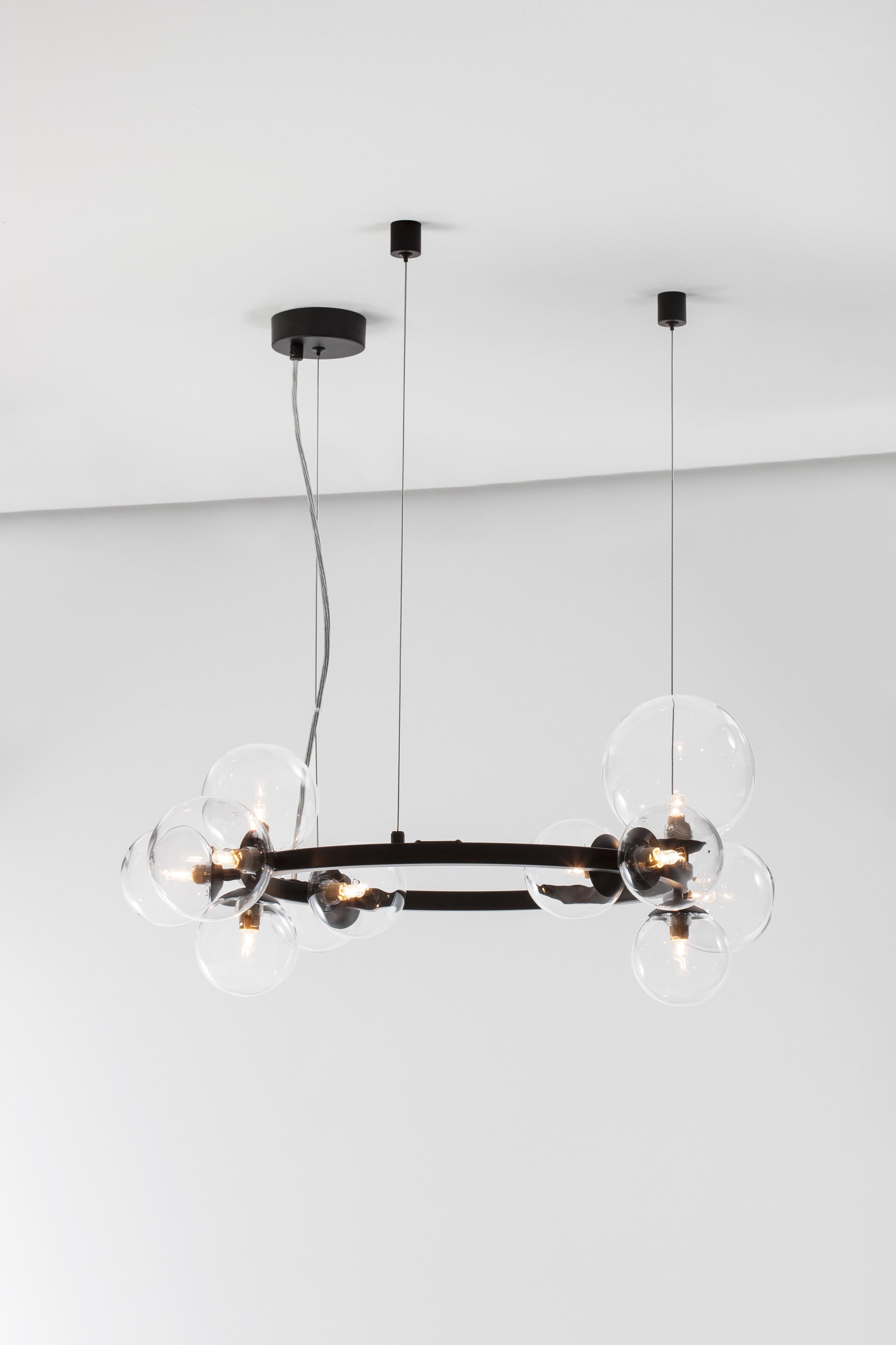 Висящо осветително тяло (пендел) ODILLIA 66W (11x6W) G9 Матово черен Прозрачно стъкло
