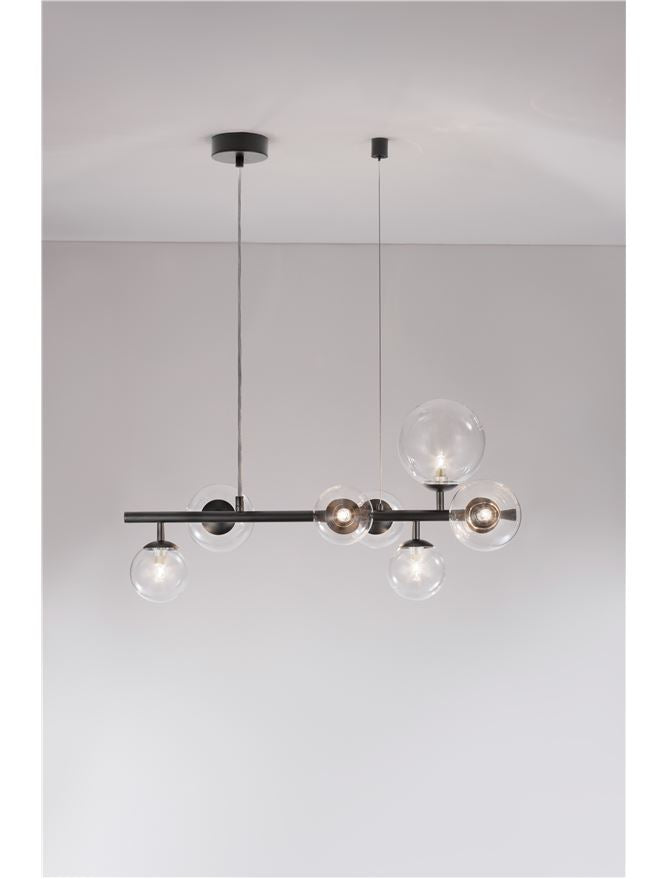 Висящо осветително тяло (пендел) ODILLIA 42W (7x6W) G9 Матово черен Прозрачно стъкло