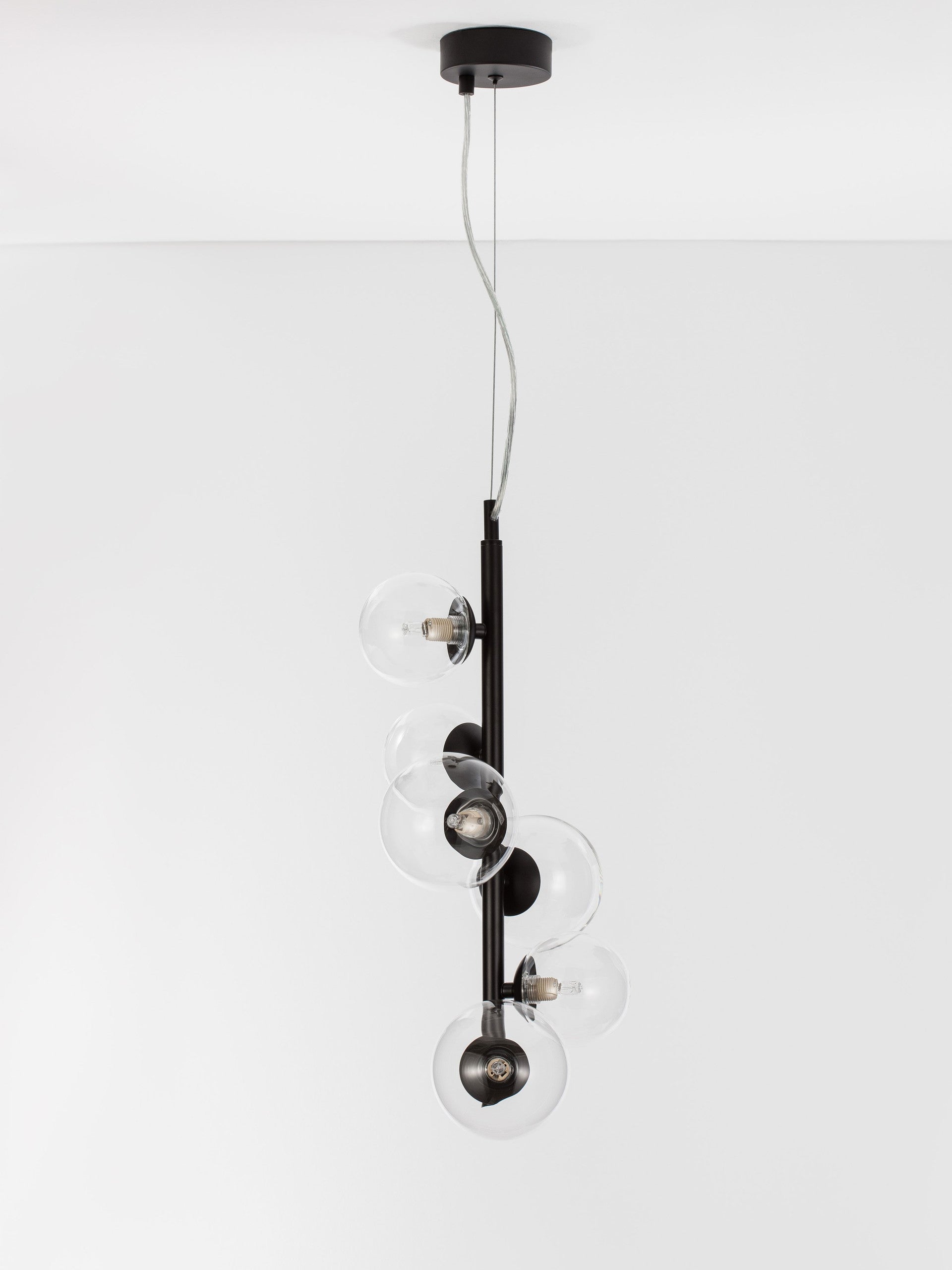 Висящо осветително тяло (пендел) ODILLIA 36W (6x6W) G9 Матово черен Прозрачно стъкло