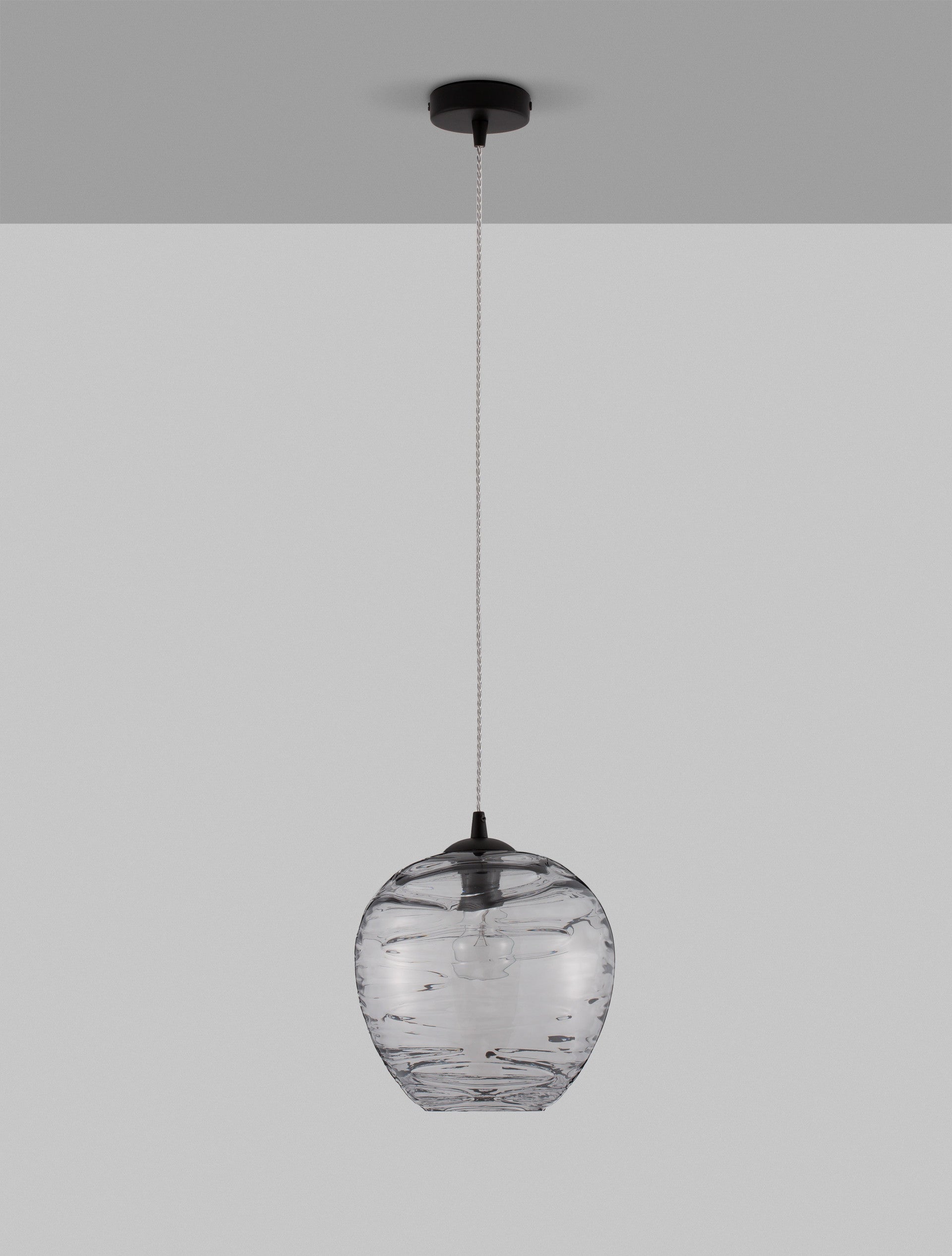 Висяща лампа EVLEEN 12W LED E27 Мат Черна, Светлосив Опушенo Стъкло ⌀25