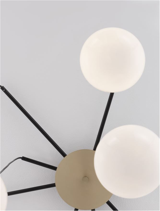 Висящо осветително тяло (пендел) THE EGG 40W LED G9 Злато и матово черно метал, опалово стъкло ⌀75 H70см Регулируема височина