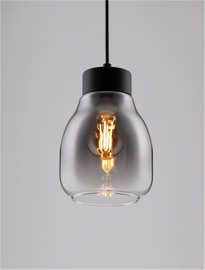 Висящо осветително тяло (пендел) BLACU 12W LED Черен метал Градиентно опушено стъкло ⌀15 H120см