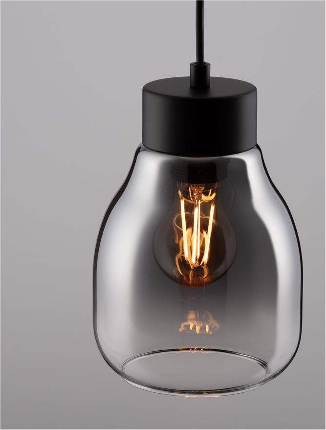 Висящо осветително тяло (пендел) BLACU 12W LED Черен метал Градиентно опушено стъкло ⌀15 H120см