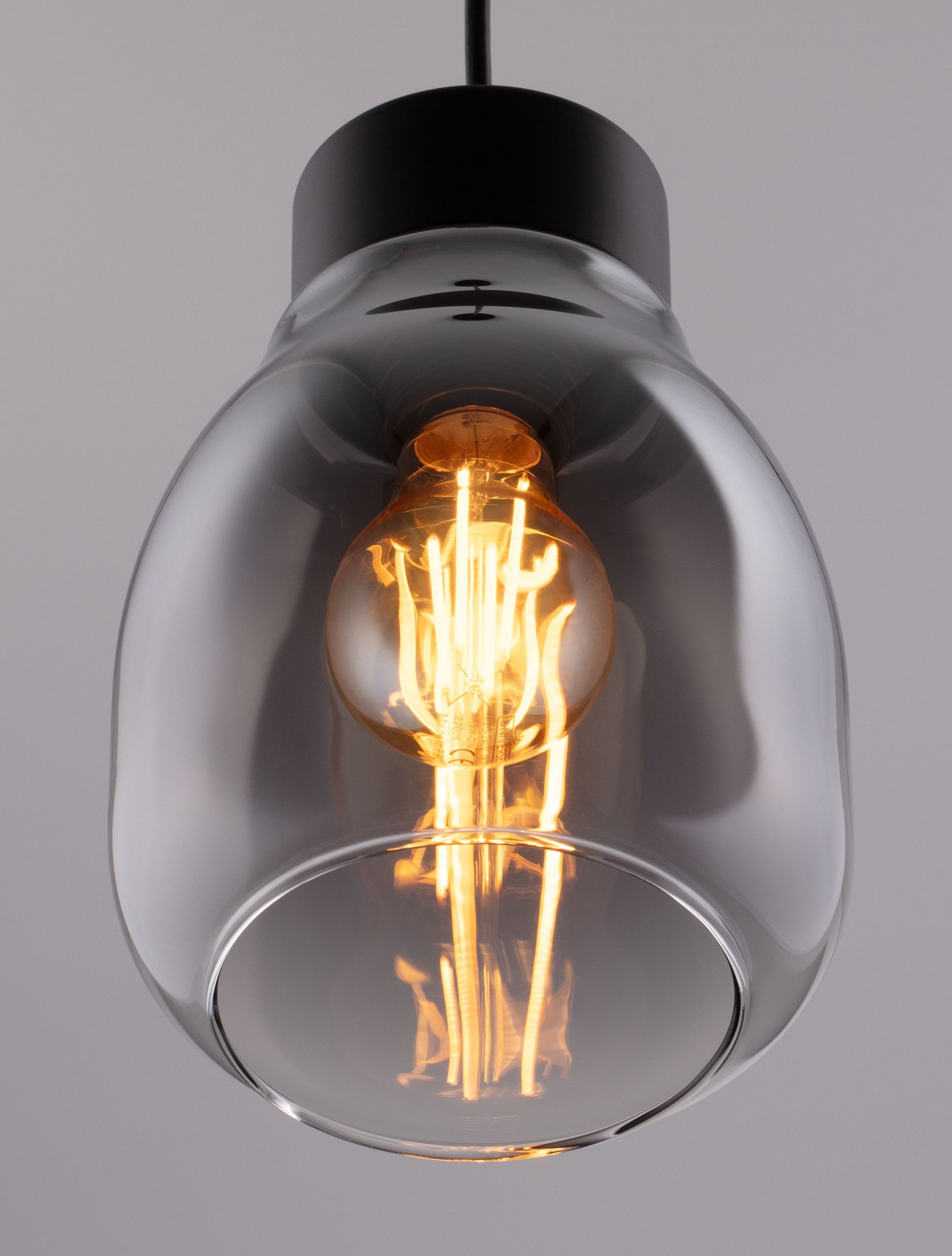 Висящо осветително тяло (пендел) BLACU 12W LED Черен метал Градиентно опушено стъкло ⌀15 H120см