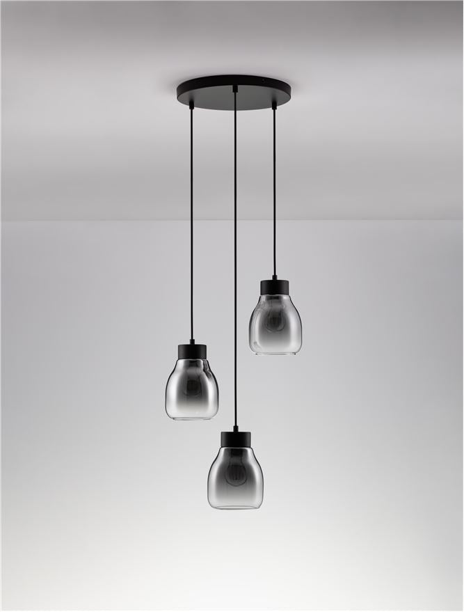 Висящо осветително тяло (пендел) BLACU 36W LED Черен метал Градиентно опушено стъкло ⌀32 H120см