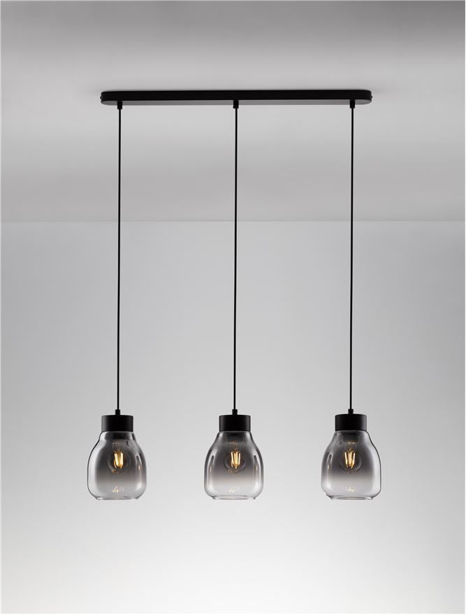 Висящо осветително тяло (пендел) BLACU 36W LED Черен метал Градиентно опушено стъкло L75 W15 H120см