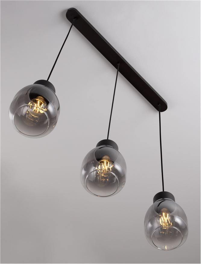 Висящо осветително тяло (пендел) BLACU 36W LED Черен метал Градиентно опушено стъкло L75 W15 H120см