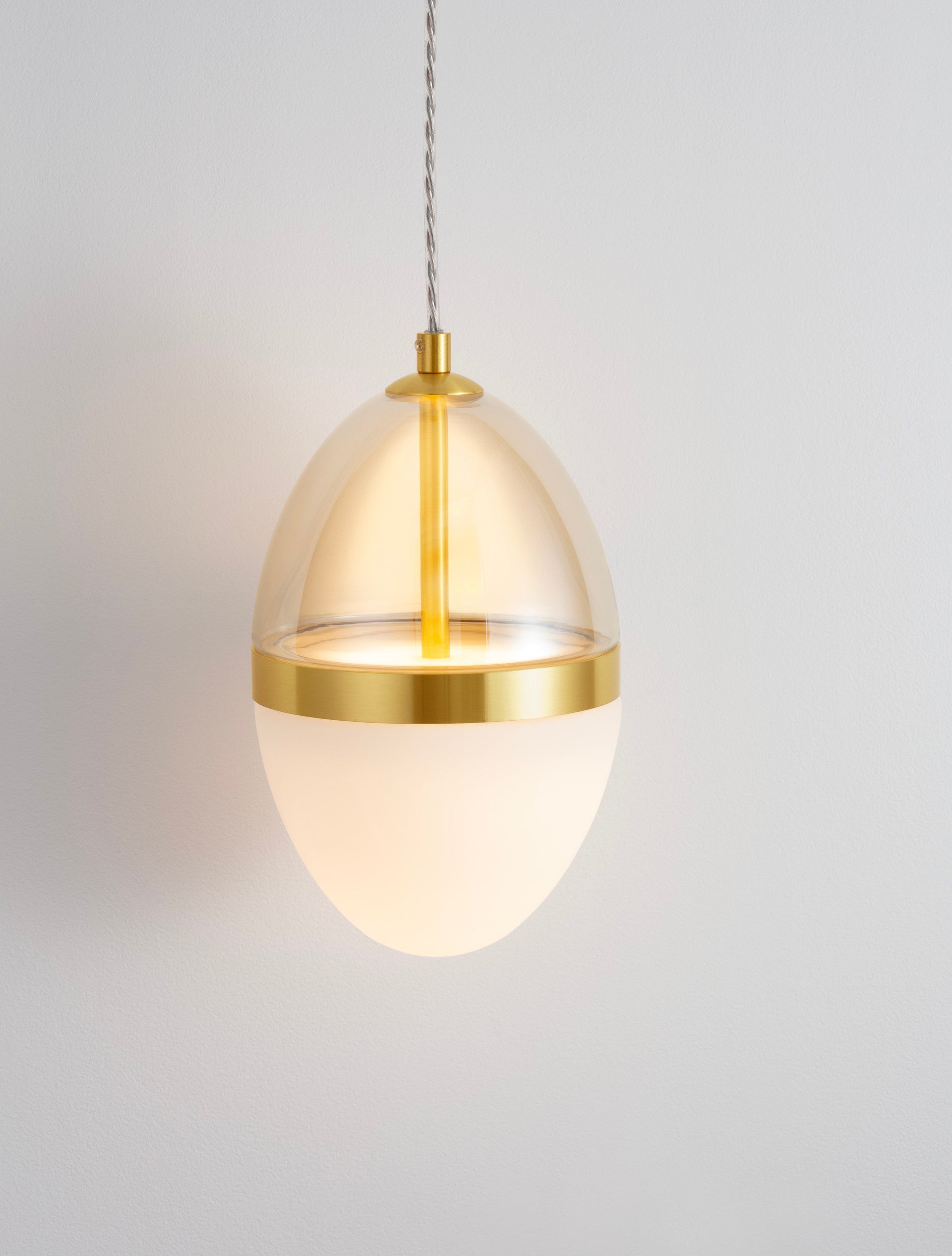 Висящо осветително тяло (пендел) EGNA 20W LED Златист метал Опалово и коняк стъкло ⌀15 H120см