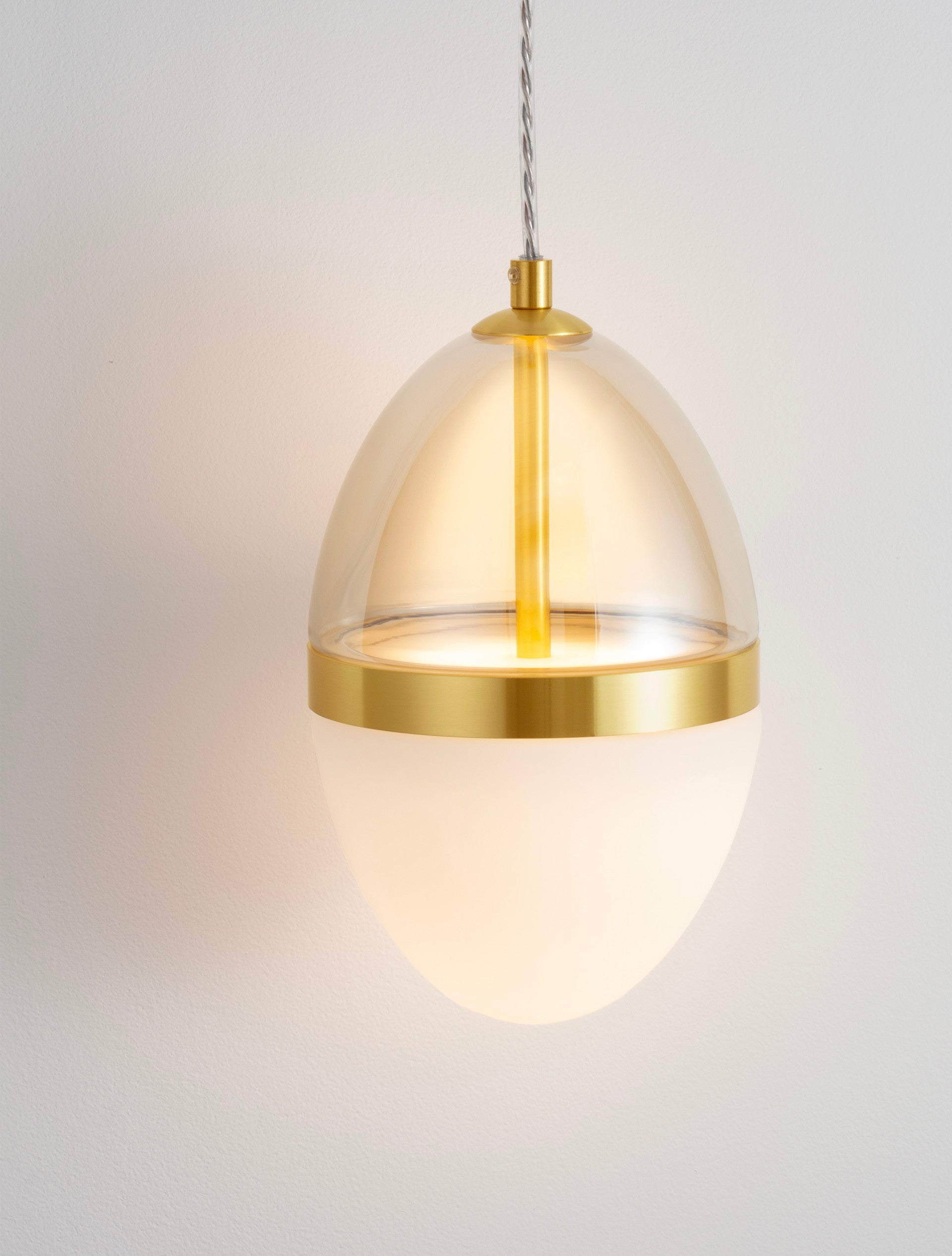 Висящо осветително тяло (пендел) EGNA 20W LED Златист метал Опалово и коняк стъкло ⌀15 H120см