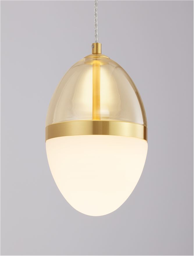 Висящо осветително тяло (пендел) EGNA 20W LED Златист метал Опалово и коняк стъкло ⌀15 H120см