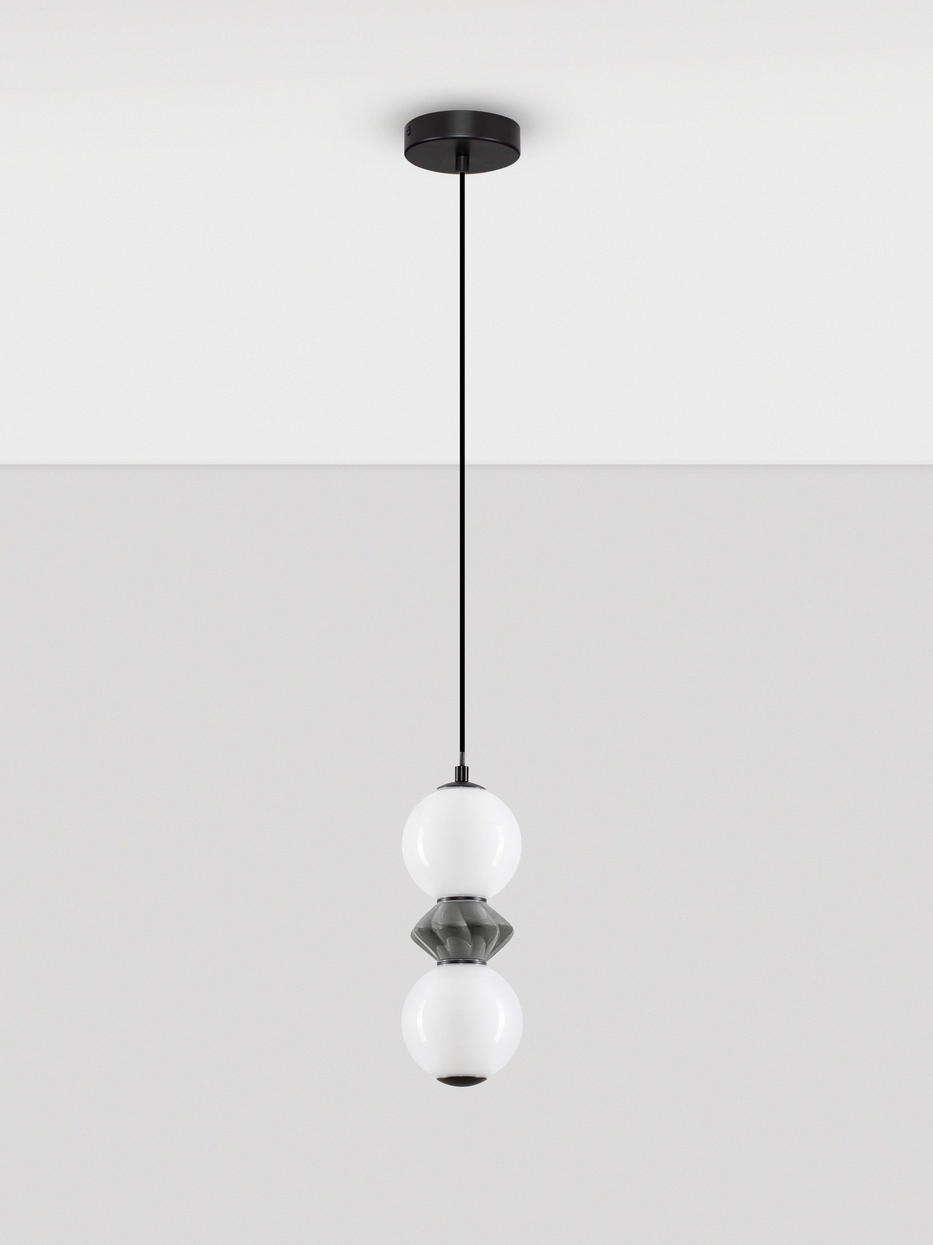 Подова лампа PALLINA LED 10W 220-240V ⌀12 H238см Тъмно сива керамика Опалово стъкло Матово черен метал