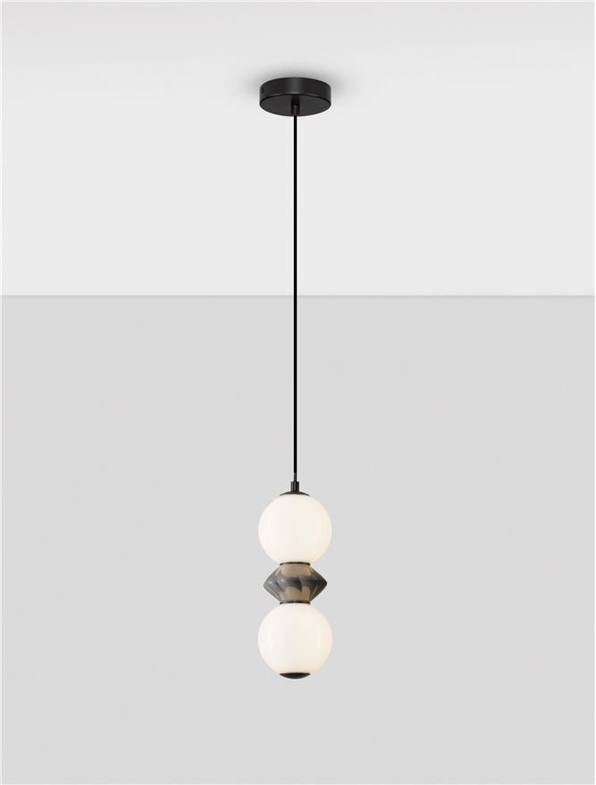 Подова лампа PALLINA LED 10W 220-240V ⌀12 H238см Тъмно сива керамика Опалово стъкло Матово черен метал