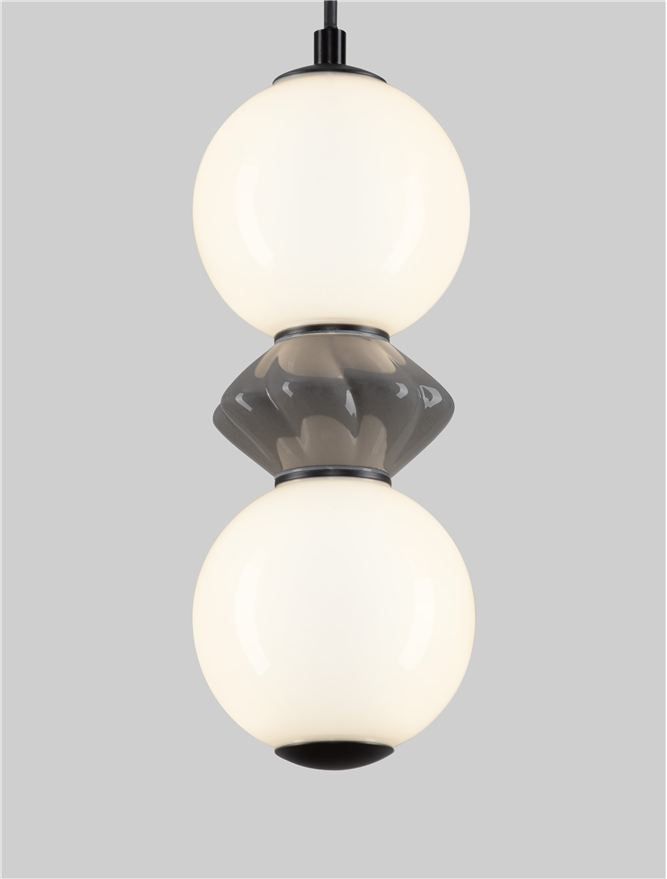 Подова лампа PALLINA LED 10W 220-240V ⌀12 H238см Тъмно сива керамика Опалово стъкло Матово черен метал