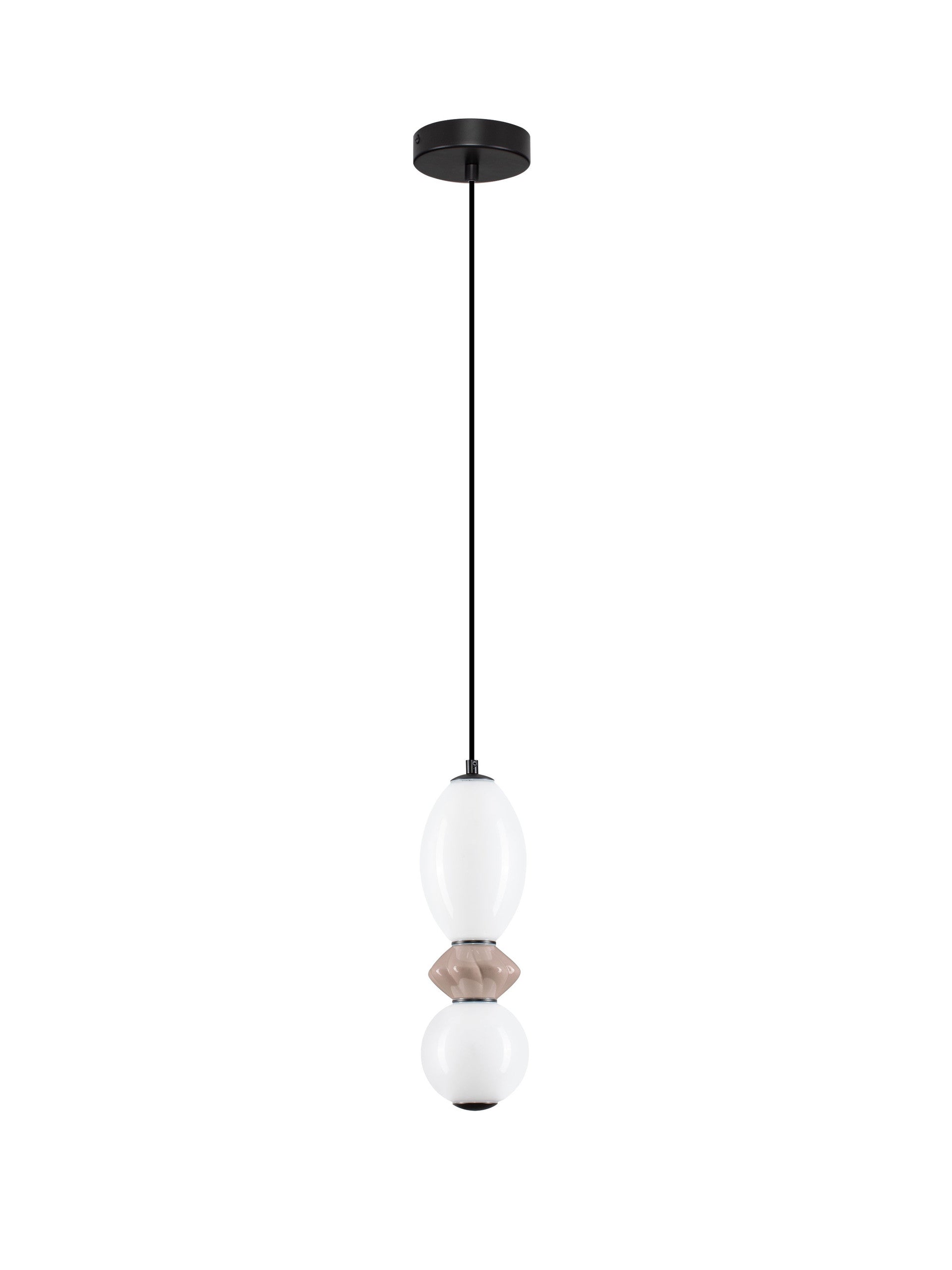Подова лампа PALLINA LED 12W 220-240V ⌀12 H245см Кафява керамика Опалово стъкло Матово черен метал