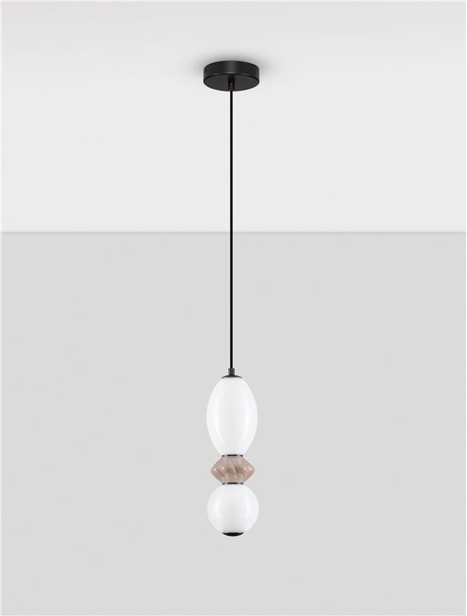 Подова лампа PALLINA LED 12W 220-240V ⌀12 H245см Кафява керамика Опалово стъкло Матово черен метал