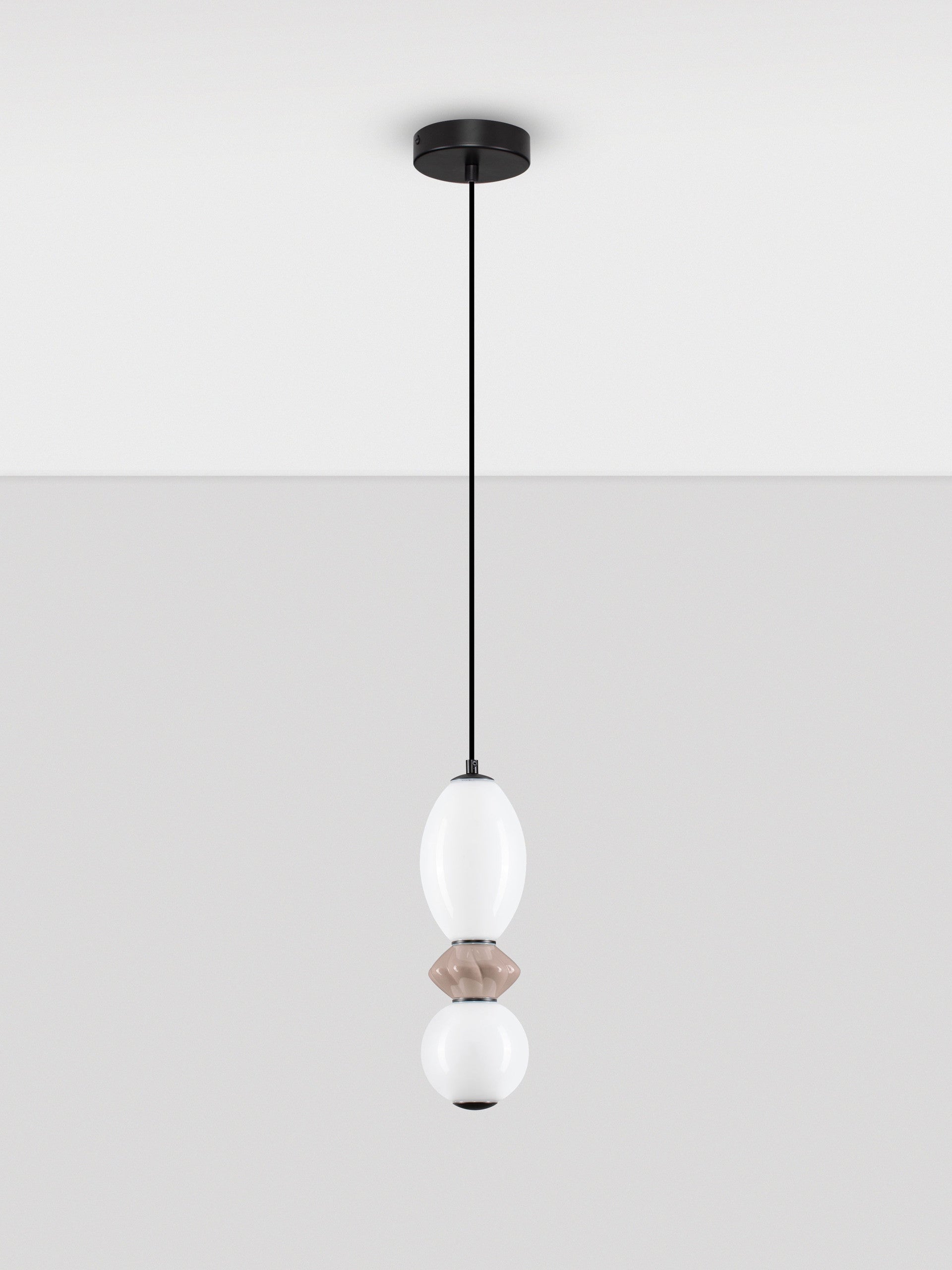 Подова лампа PALLINA LED 12W 220-240V ⌀12 H245см Кафява керамика Опалово стъкло Матово черен метал
