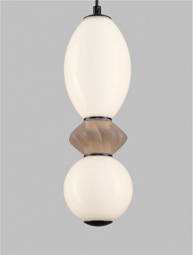 Подова лампа PALLINA LED 12W 220-240V ⌀12 H245см Кафява керамика Опалово стъкло Матово черен метал