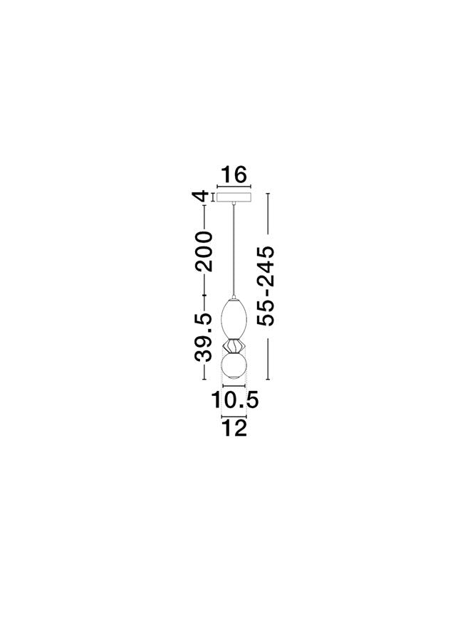 Подова лампа PALLINA LED 12W 220-240V ⌀12 H245см Кафява керамика Опалово стъкло Матово черен метал