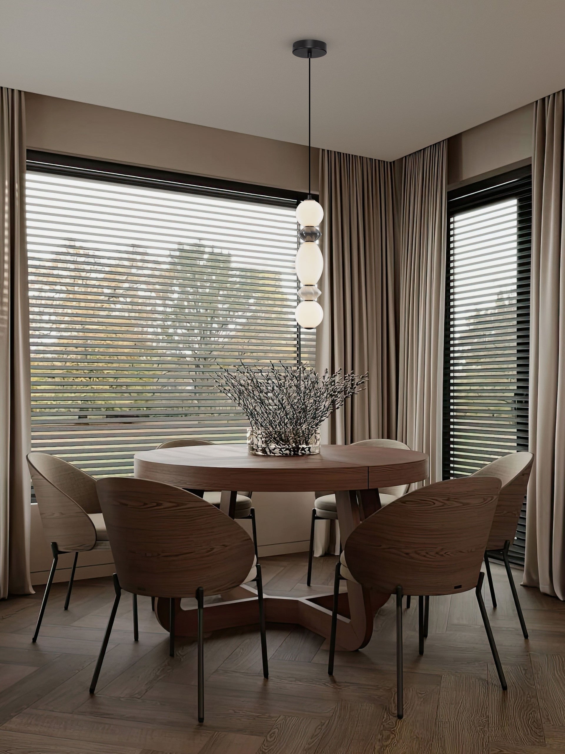 Подова лампа PALLINA LED 14W 220-240V ⌀12 H263см Тъмно и светло сива керамика Опалово стъкло Матово черен метал