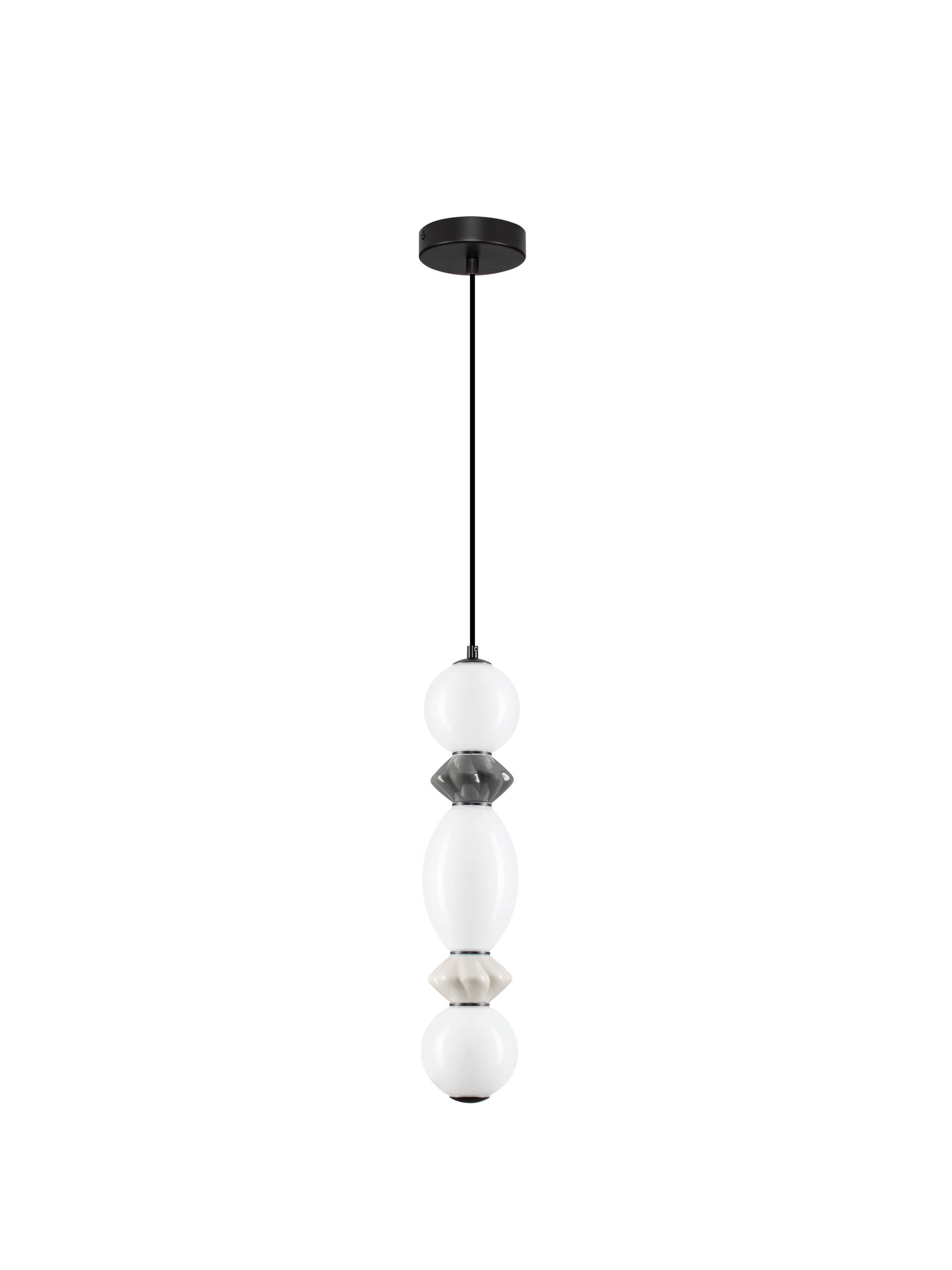 Подова лампа PALLINA LED 14W 220-240V ⌀12 H263см Тъмно и светло сива керамика Опалово стъкло Матово черен метал