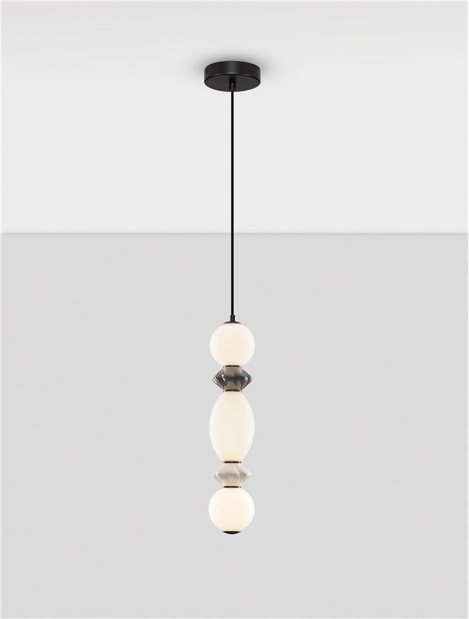 Подова лампа PALLINA LED 14W 220-240V ⌀12 H263см Тъмно и светло сива керамика Опалово стъкло Матово черен метал