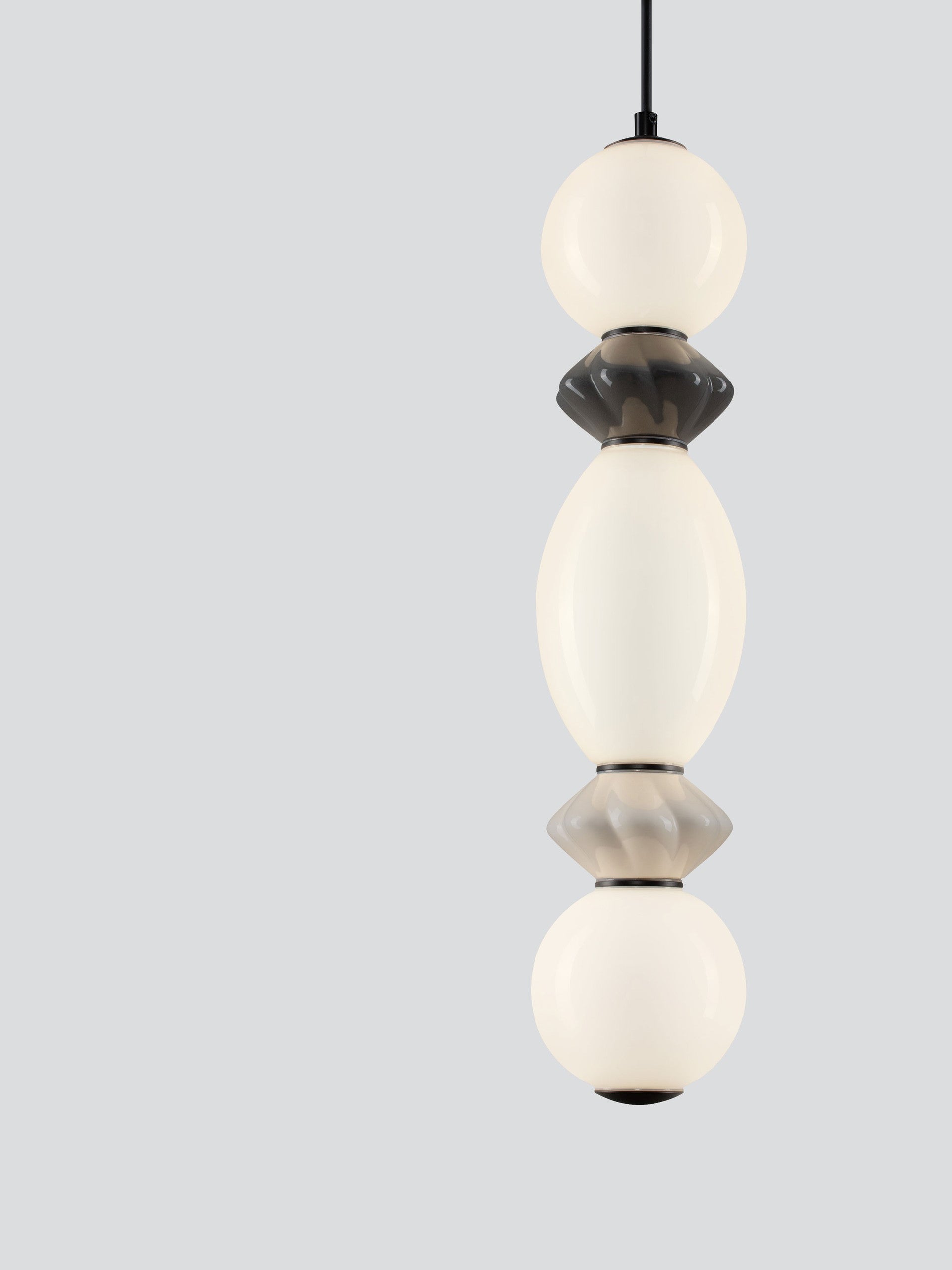 Подова лампа PALLINA LED 14W 220-240V ⌀12 H263см Тъмно и светло сива керамика Опалово стъкло Матово черен метал