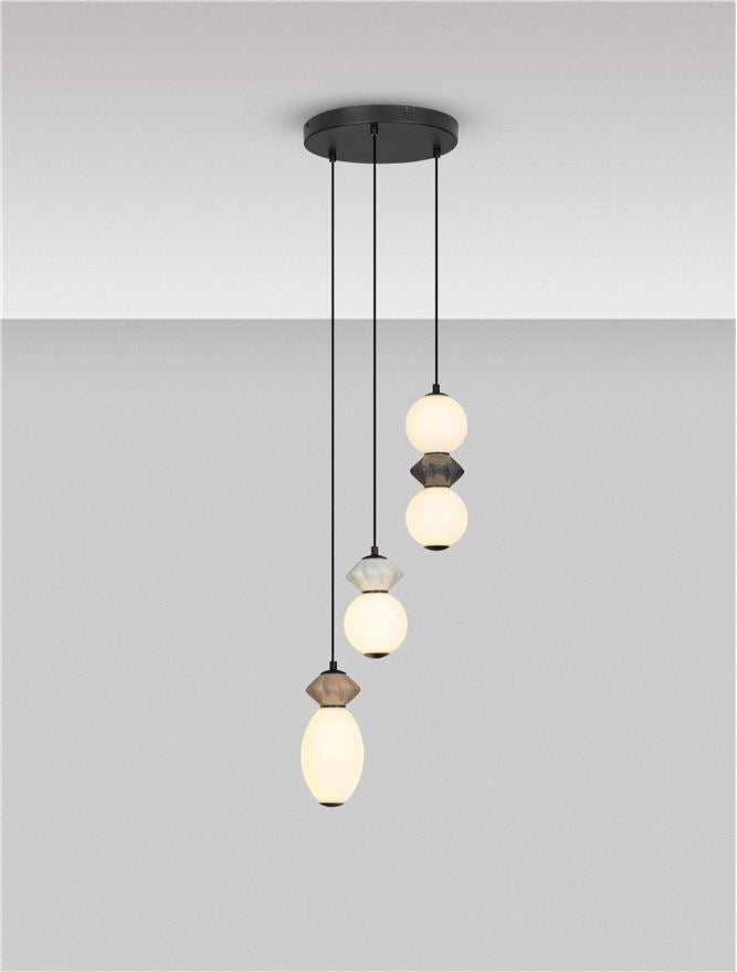 Подова лампа PALLINA LED 20W 220-240V ⌀37 H237.5см Кафява, светло и тъмно сива керамика Опалово стъкло Матово черен метал