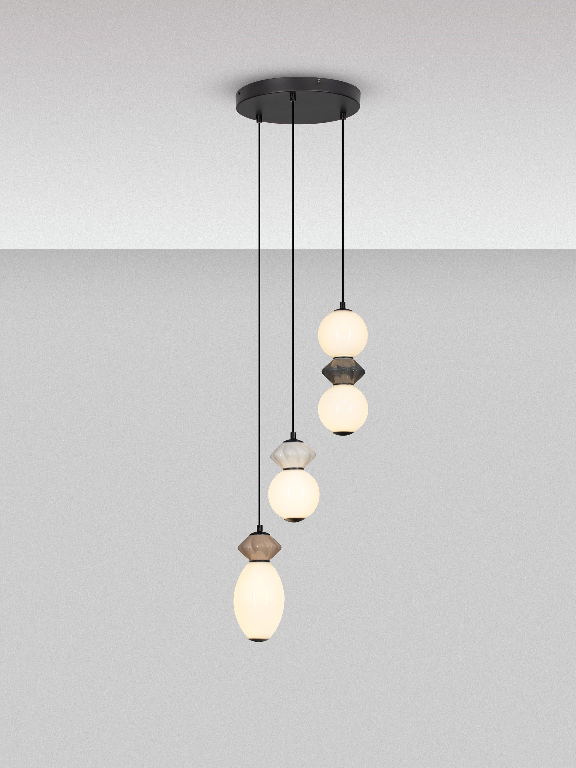 Подова лампа PALLINA LED 20W 220-240V ⌀37 H237.5см Кафява, Светло и тъмно сива керамика Опалово стъкло Матово черен метал