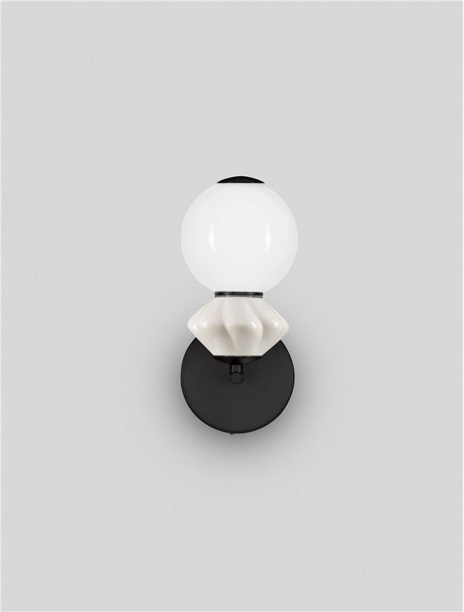 Настолна лампа PALLINA LED 6W 220-240V ⌀12 W19.5 H28см Светло сива керамика Опалово стъкло Матово черен метал