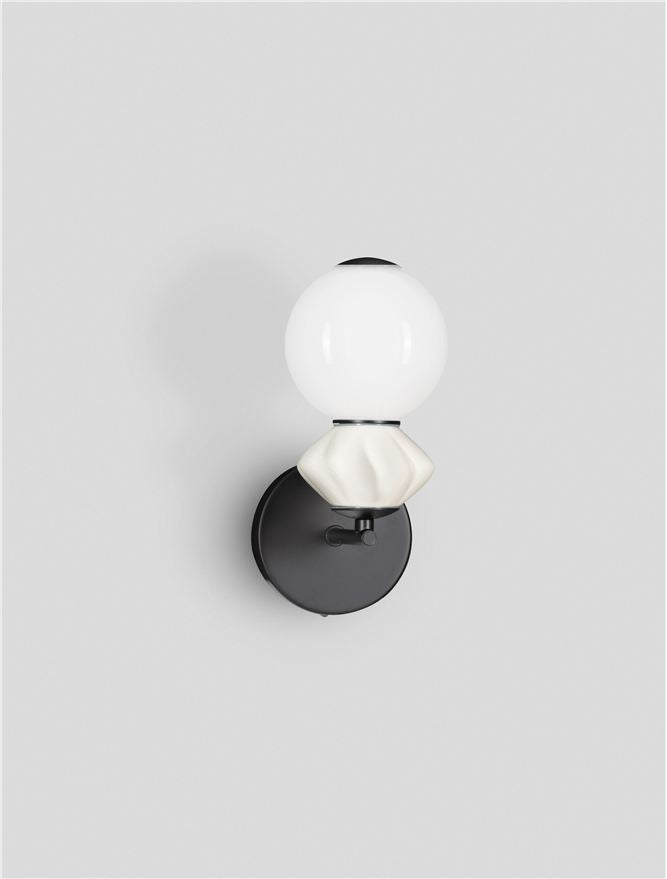 Настолна лампа PALLINA LED 6W 220-240V ⌀12 W19.5 H28см Светло сива керамика Опалово стъкло Матово черен метал