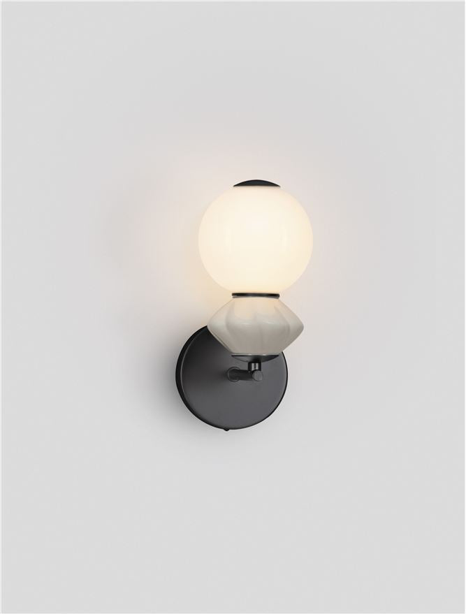 Настолна лампа PALLINA LED 6W 220-240V ⌀12 W19.5 H28см Светло сива керамика Опалово стъкло Матово черен метал