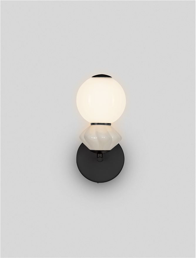 Настолна лампа PALLINA LED 6W 220-240V ⌀12 W19.5 H28см Светло сива керамика Опалово стъкло Матово черен метал