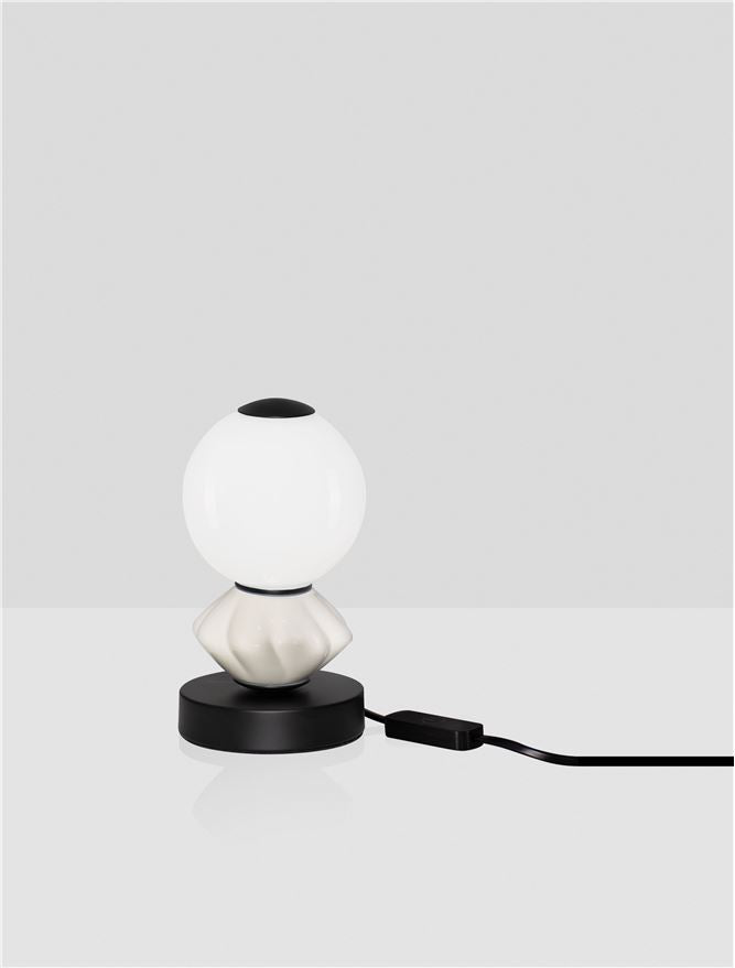 Висящо осветително тяло (пендел) PALLINA LED 6W 220-240V ⌀12 H22см Светло сива керамика Опалово стъкло Матово черен метал