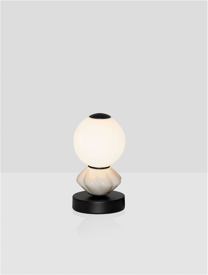 Висящо осветително тяло (пендел) PALLINA LED 6W 220-240V ⌀12 H22см Светло сива керамика Опалово стъкло Матово черен метал