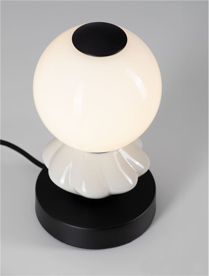 Висящо осветително тяло (пендел) PALLINA LED 6W 220-240V ⌀12 H22см Светло сива керамика Опалово стъкло Матово черен метал