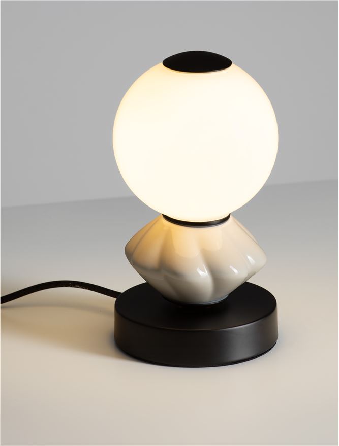 Висящо осветително тяло (пендел) PALLINA LED 6W 220-240V ⌀12 H22см Светло сива керамика Опалово стъкло Матово черен метал