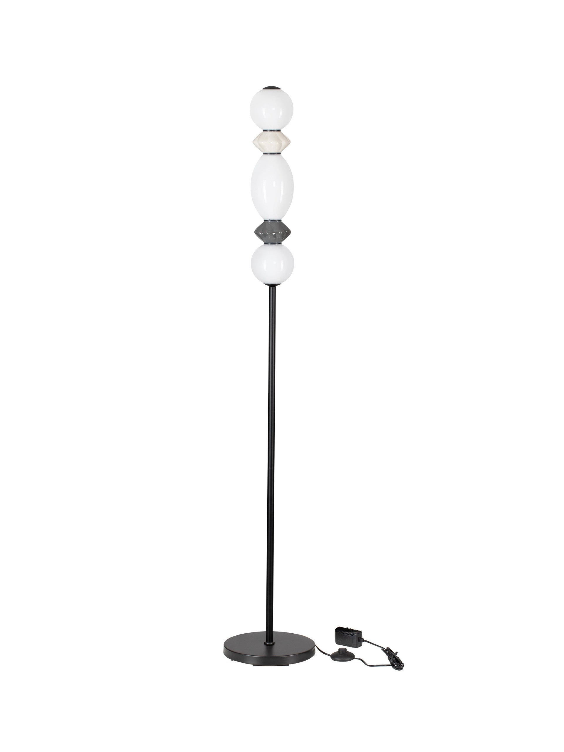 Висящо осветително тяло (пендел) PALLINA LED 16W 220-240V ⌀26 H250см Тъмно и светло сива керамика Опалово стъкло Матово черен метал
