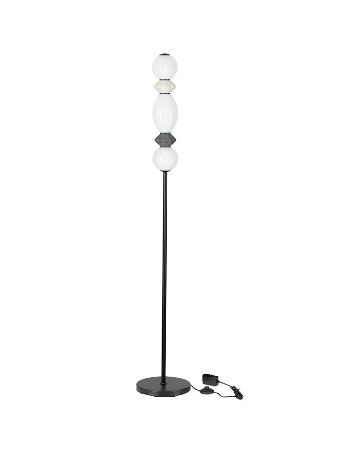 Висящо осветително тяло (пендел) PALLINA LED 16W 220-240V ⌀26 H250см Тъмно и светло сива керамика Опалово стъкло Матово черен метал