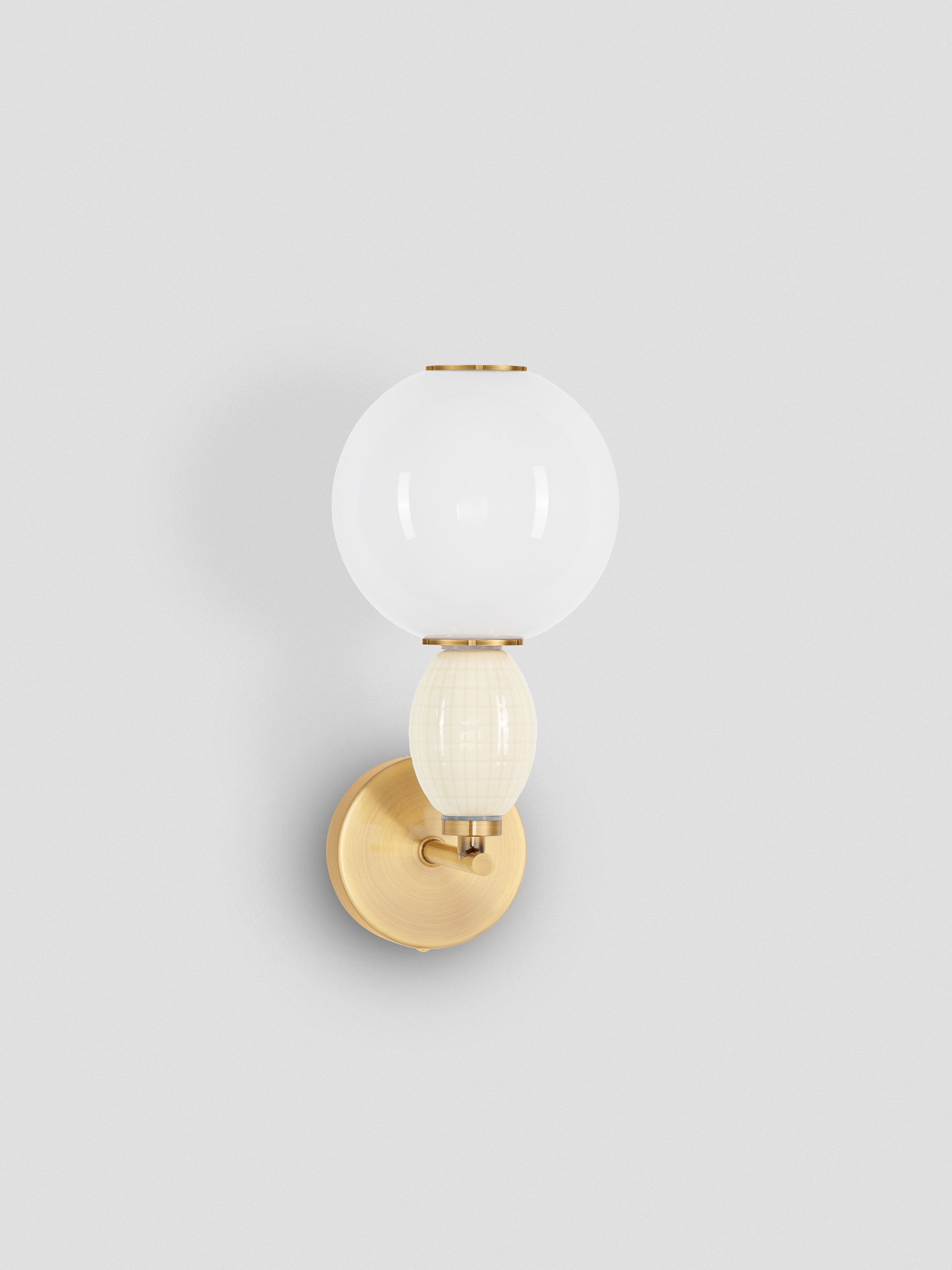 Настолна лампа OBRIE LED 6W 220-240V ⌀14 W21 H31.5см Бежова керамика Опалово стъкло Златист метал