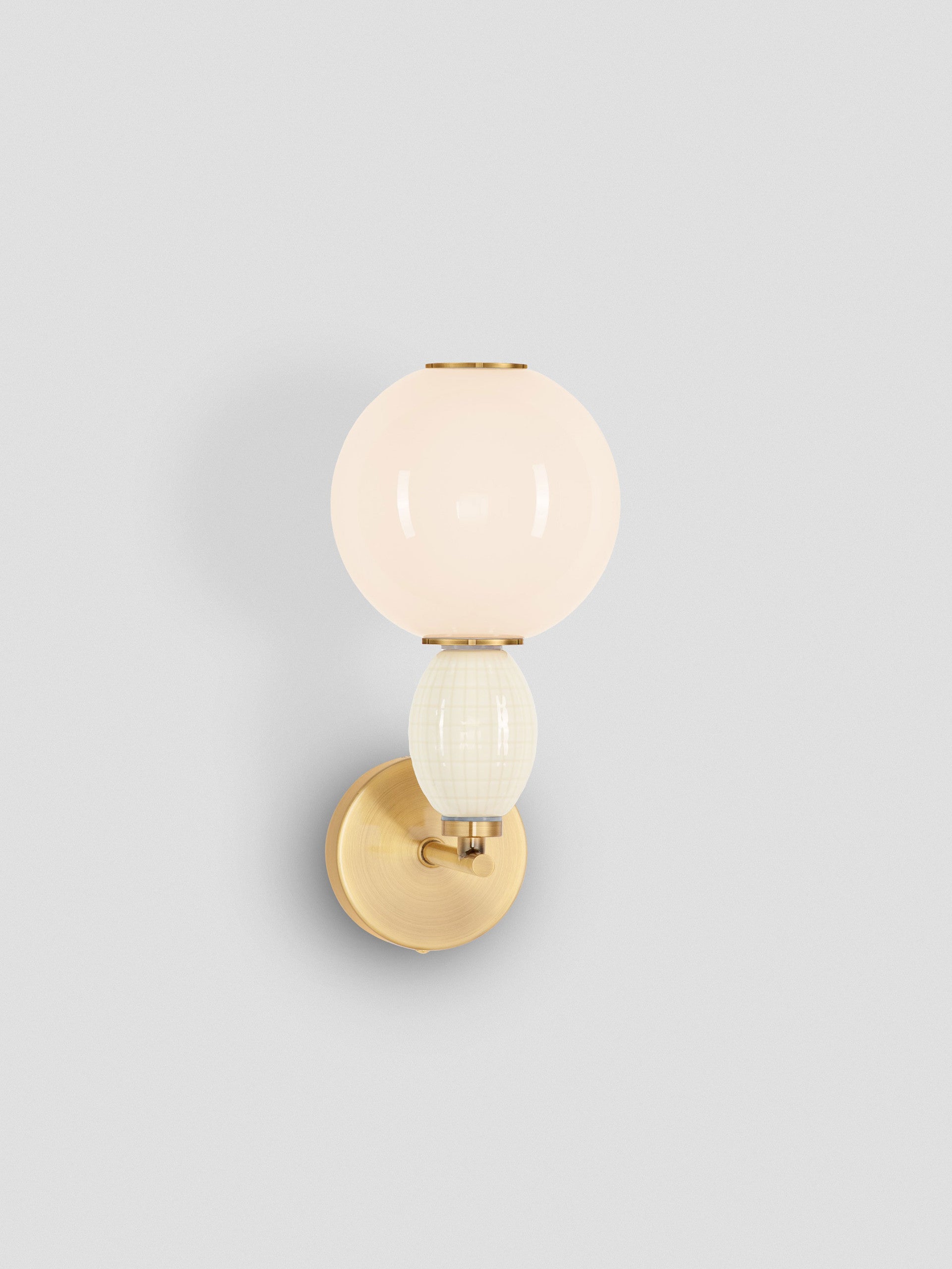 Настолна лампа OBRIE LED 6W 220-240V ⌀14 W21 H31.5см Бежова керамика Опалово стъкло Златист метал