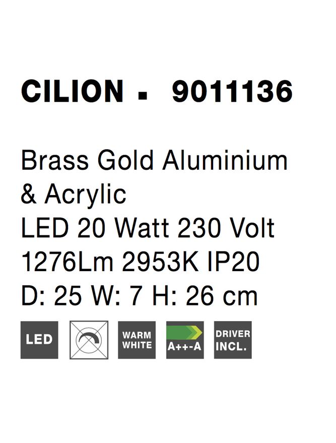Висящо осветително тяло (пендел) CILION 20W Златист месинг