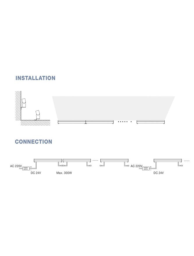 Външен аплик WALL WASHER LED 44W Пясъчно черен алуминий и стъкло IP67