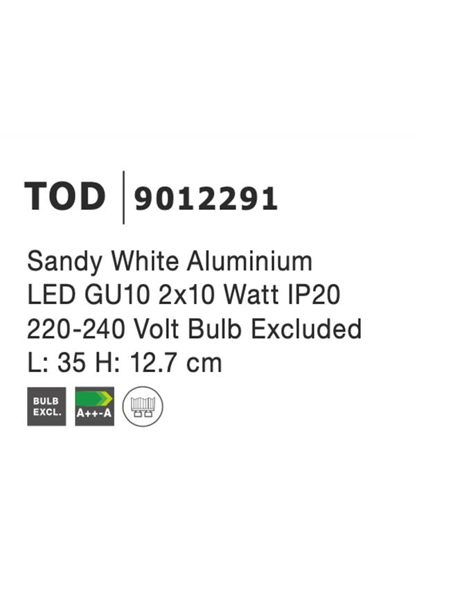 Висящо осветително тяло (пендел) TOD 2x10W GU10 Пясъчно бял алуминий