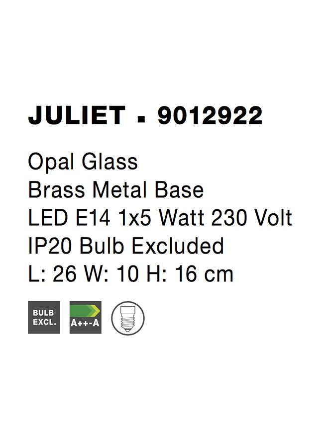 Настолна лампа JULIET 5W LED E14 Златист месинг, опалово стъкло