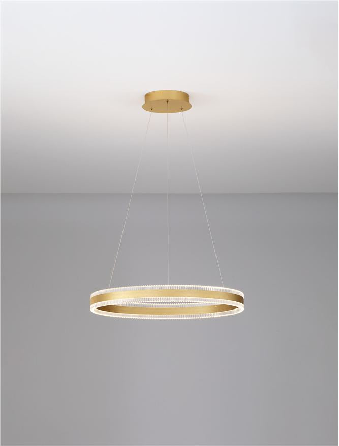 Висящо осветително тяло (пендел) ALARO 46W LED Златист месинг алуминий стомана акрил