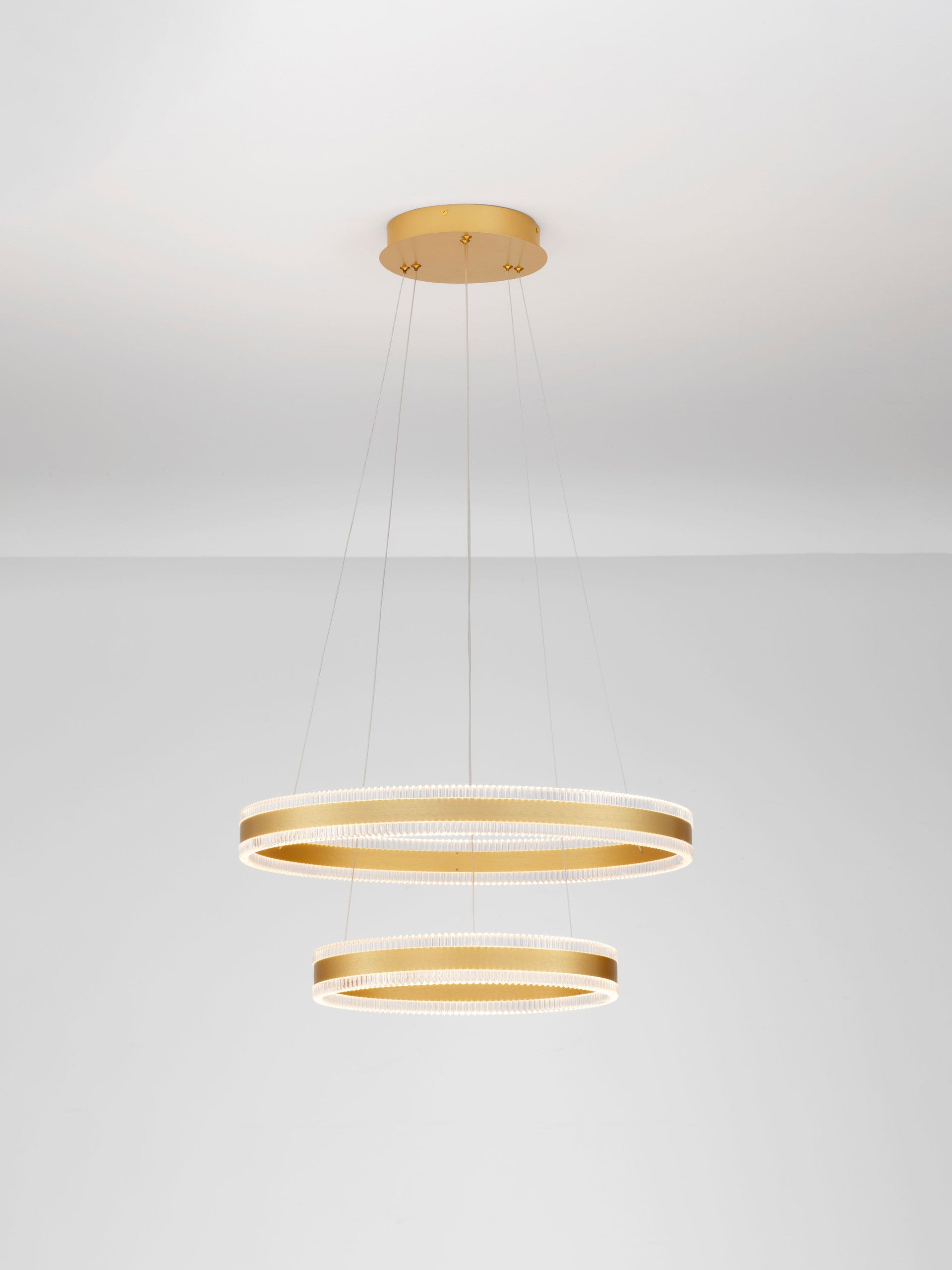 Висяща лампа ALARO 69W LED, месинг, злато, алуминий, стомана, акрил, ⌀60 H140см